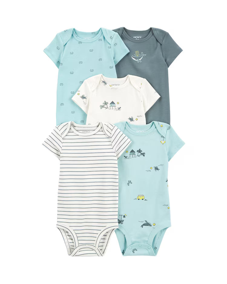 Kit body bebê 5 peças listras praia multicor | Carter's