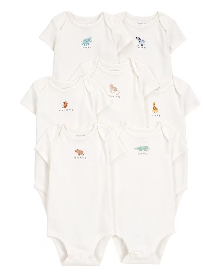 Kit body bebê 7 peças dias da semana off-white | Carter's