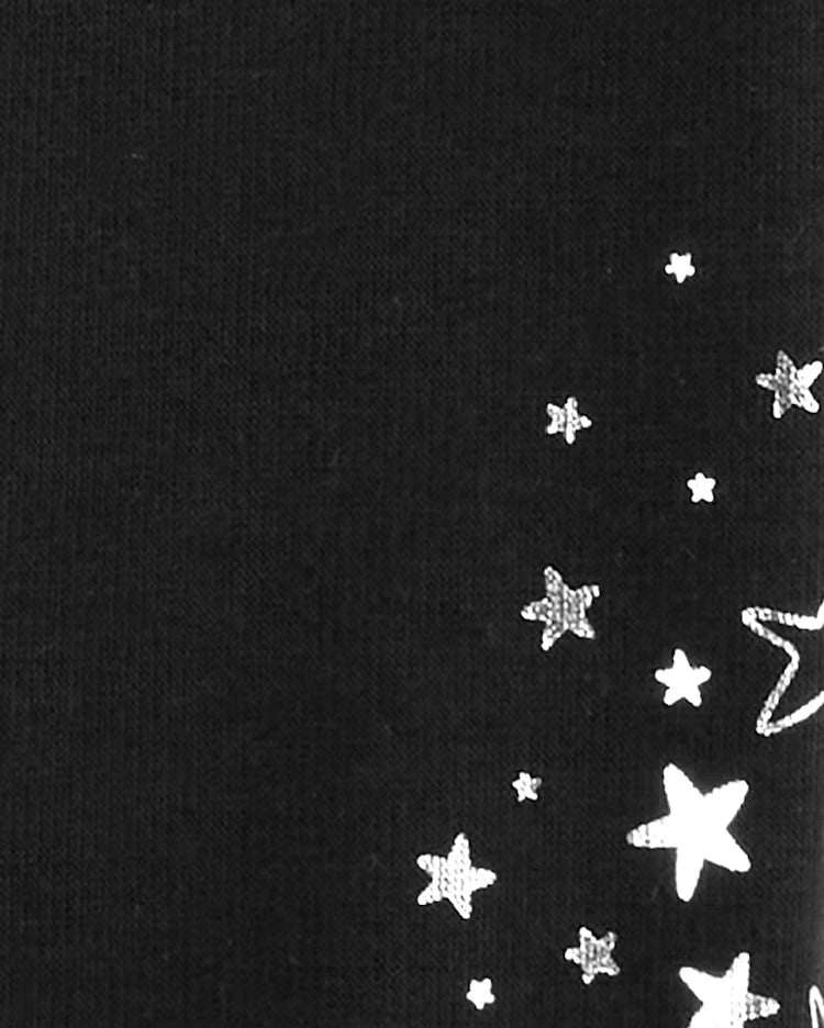 Calça legging bebê peluciada estrelas brilhosas preta | Carter's
