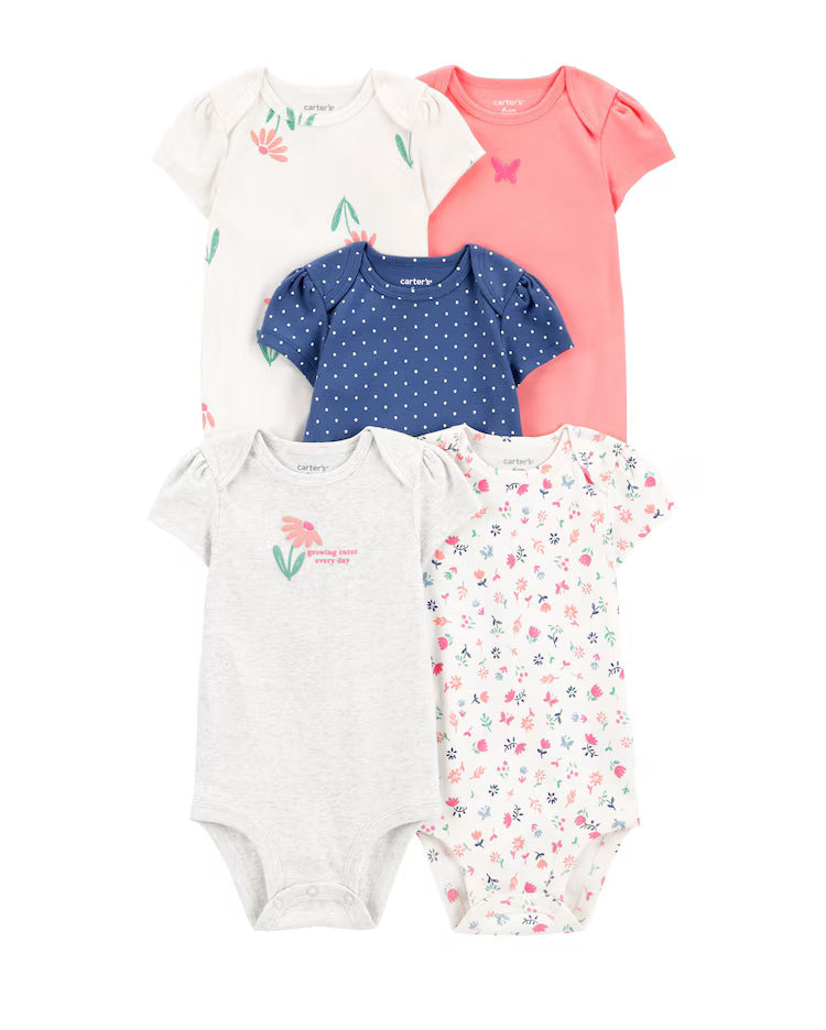 Kit body bebê 5 peças floral poá multicor | Carter's