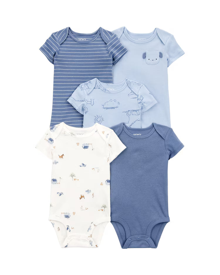 Kit body bebê 5 peças fazendinha listras multicor | Carter's