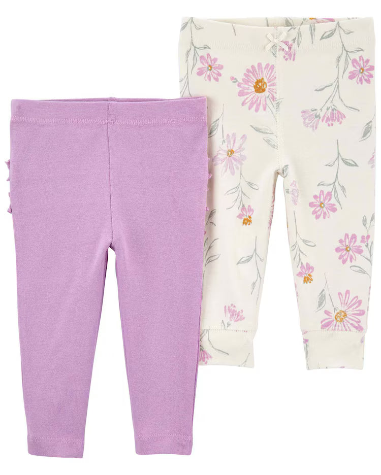 Kit calça bebê 2 peças floral babados multicor | Carter's