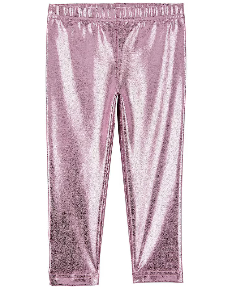 Calça legging bebê metalizada rosa | Carter's