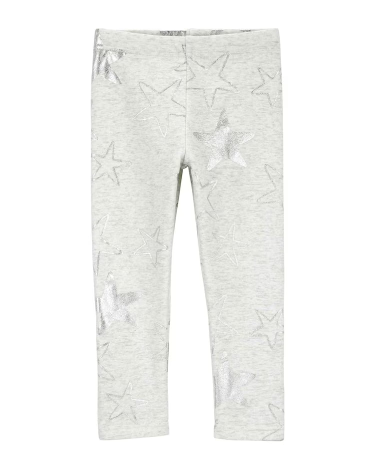 Calça legging bebê peluciada estrelas brilhosas cinza | Carter's