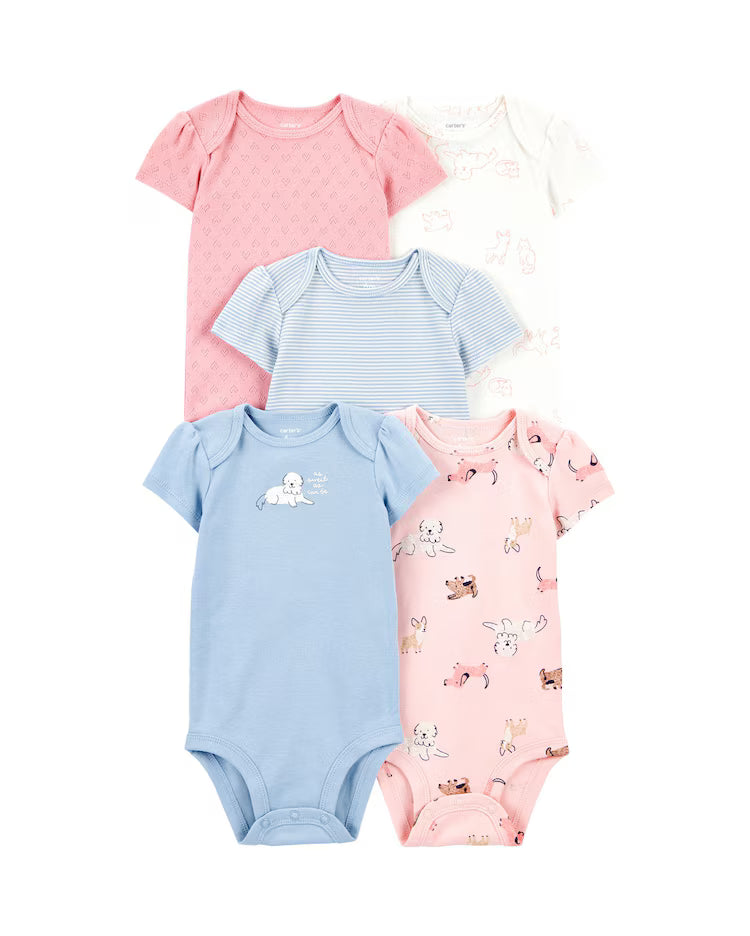 Kit body bebê 5 peças cachorrinhos listras multicor | Carter's