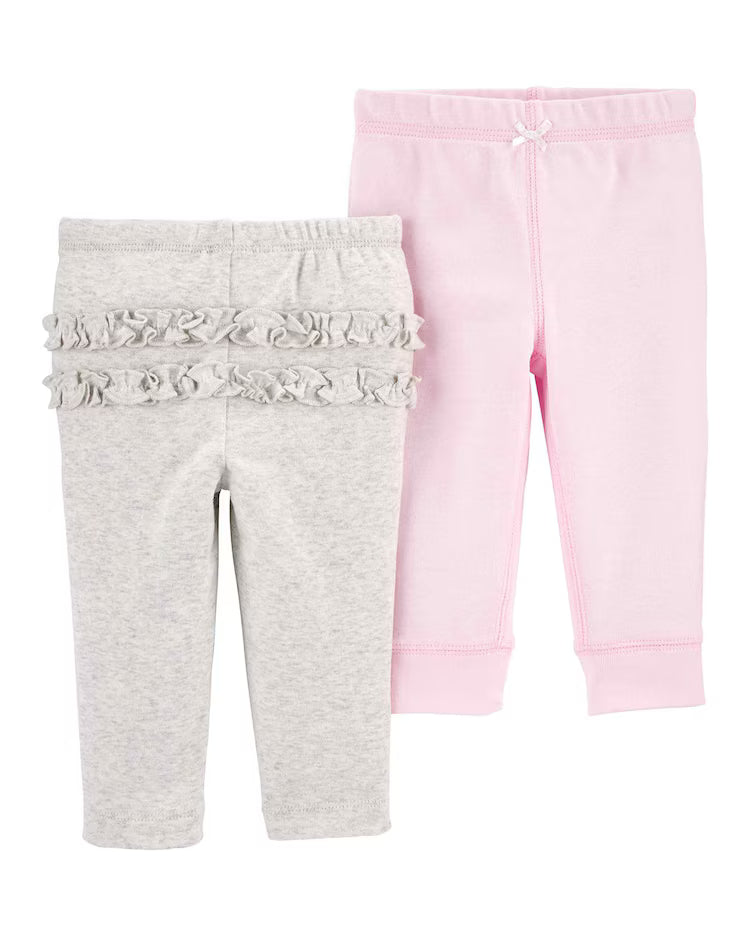 Kit calça bebê 2 peças babados multicor | Carter's