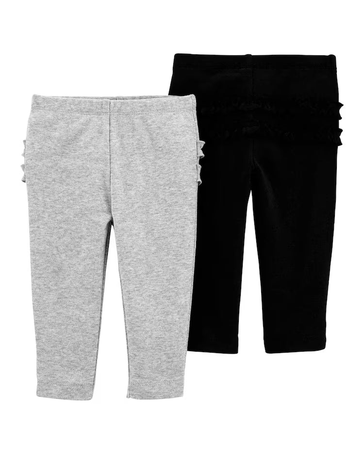 Kit calça bebê 2 peças babados multicor | Carter's