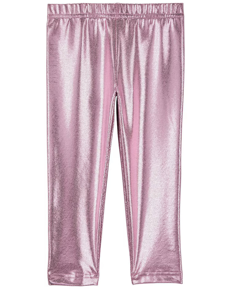 Calça legging bebê metalizada rosa | Carter's