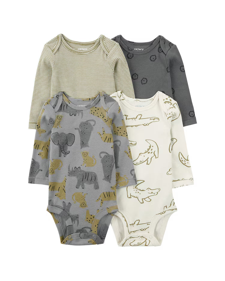 Kit body bebê 4 peças manga longa savana multicor | Carter's