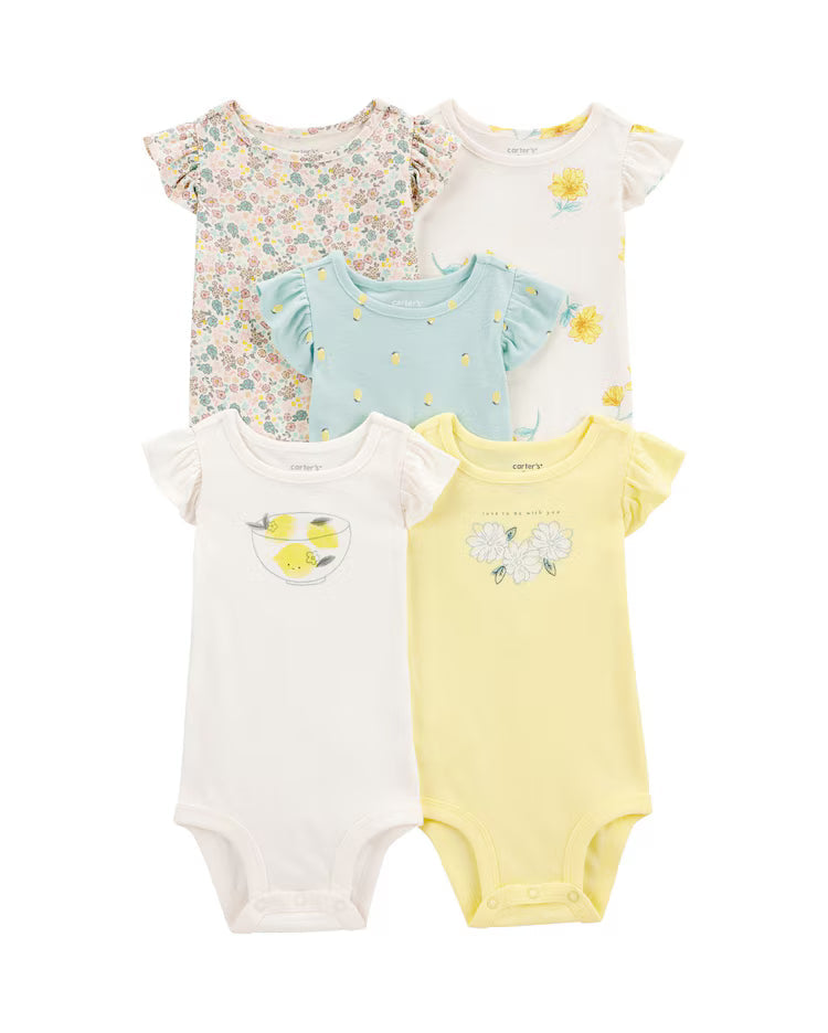 Kit body bebê 5 peças floral babados multicor | Carter's