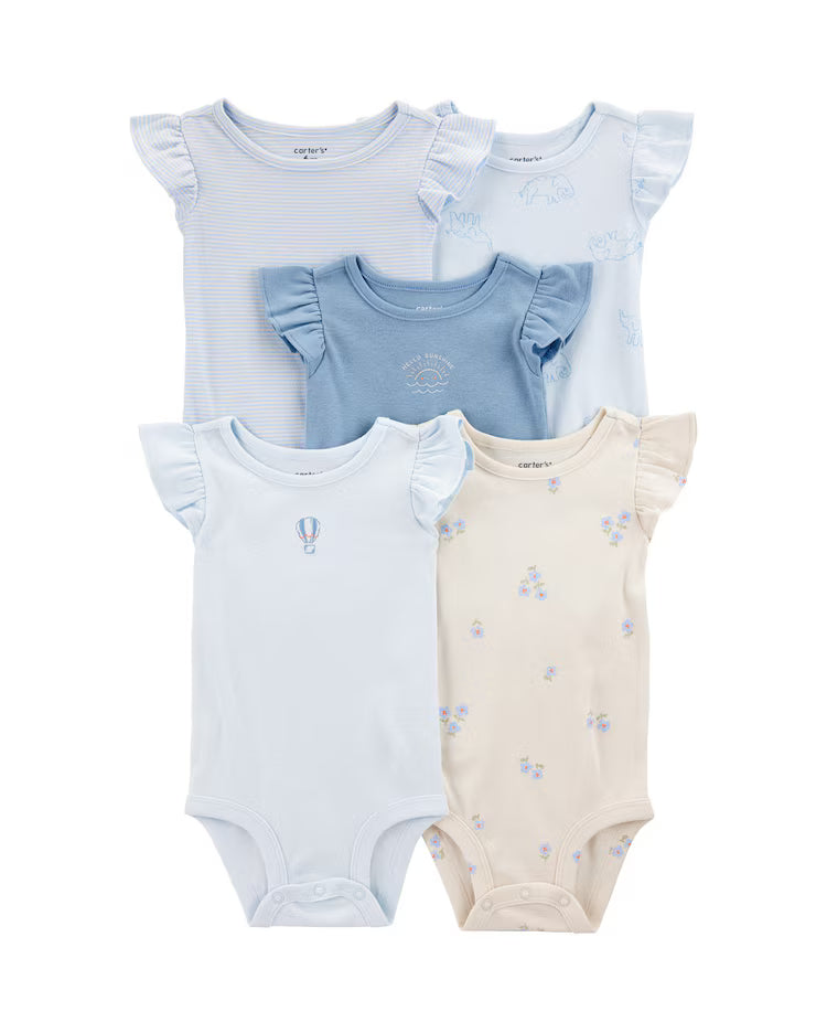 Kit body bebê 5 peças floral balão elefante multicor | Carter's
