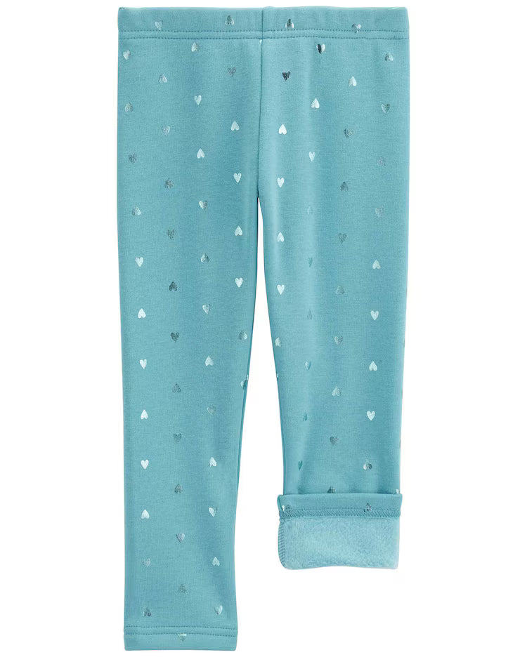 Calça legging bebê peluciada corações brilhosos azul | Carter's
