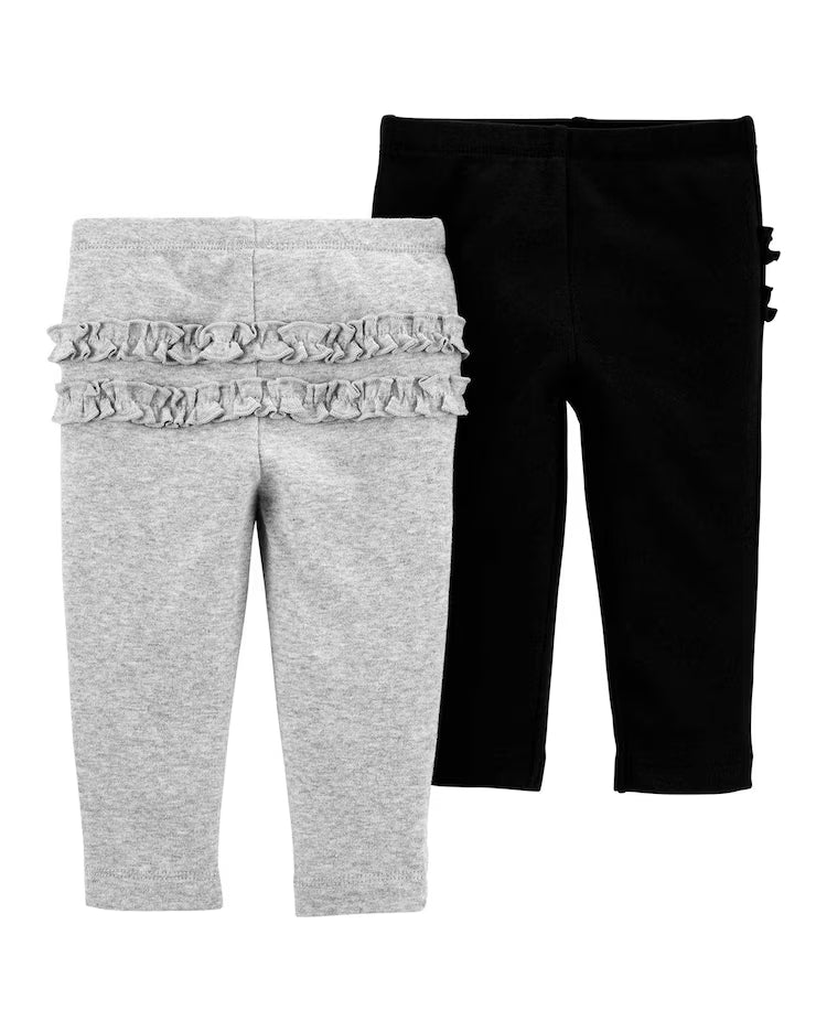 Kit calça bebê 2 peças babados multicor | Carter's