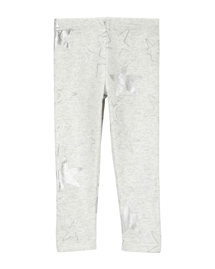 Calça legging bebê peluciada estrelas brilhosas cinza | Carter's